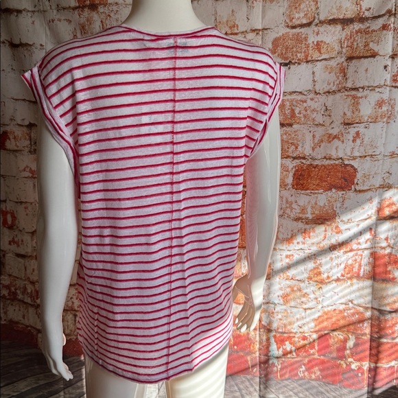 Vineyard Vines Rolled Sleeve Striped Linen Top - Picture 4 of 5